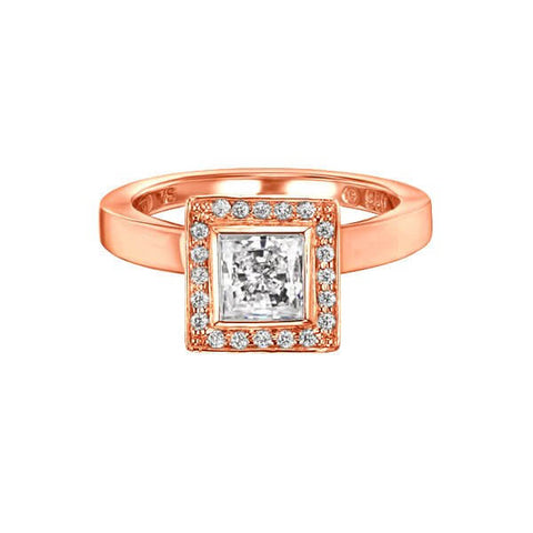 18Kt. Rose Gold Pyramid Princess Diamond Engagement Ring - Chris Correia