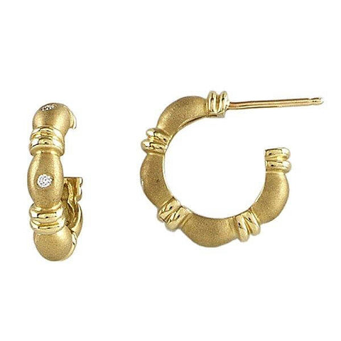 18Kt Yellow Gold 'Gumdrop' Diamond Hoop Earrings - Chris Correia
