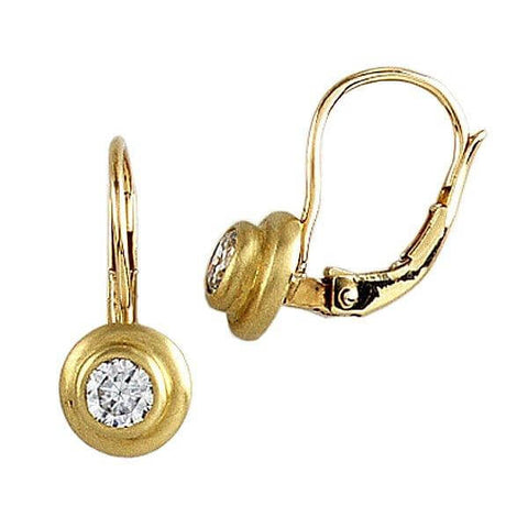 18Kt Yellow Gold Round Diamond Leverback Earrings - Chris Correia