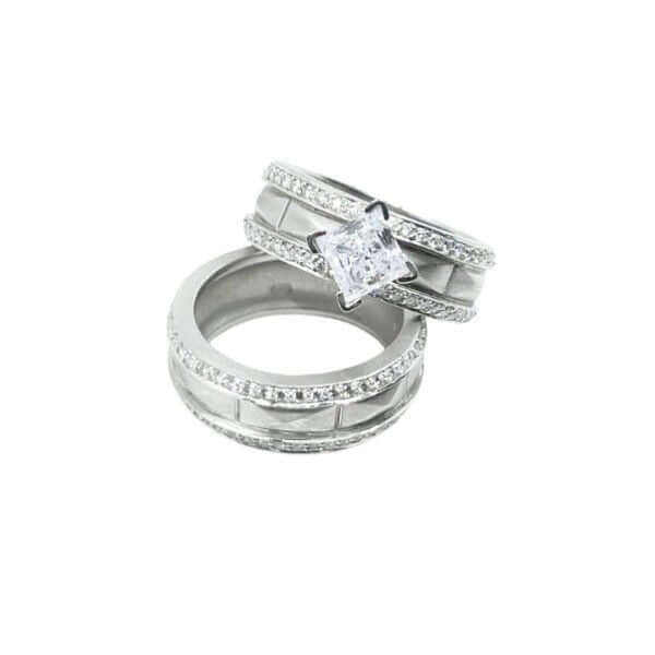 Platinum Wide 'Sugarloaf' Princess Cut Diamond Engagement Ring - Chris Correia