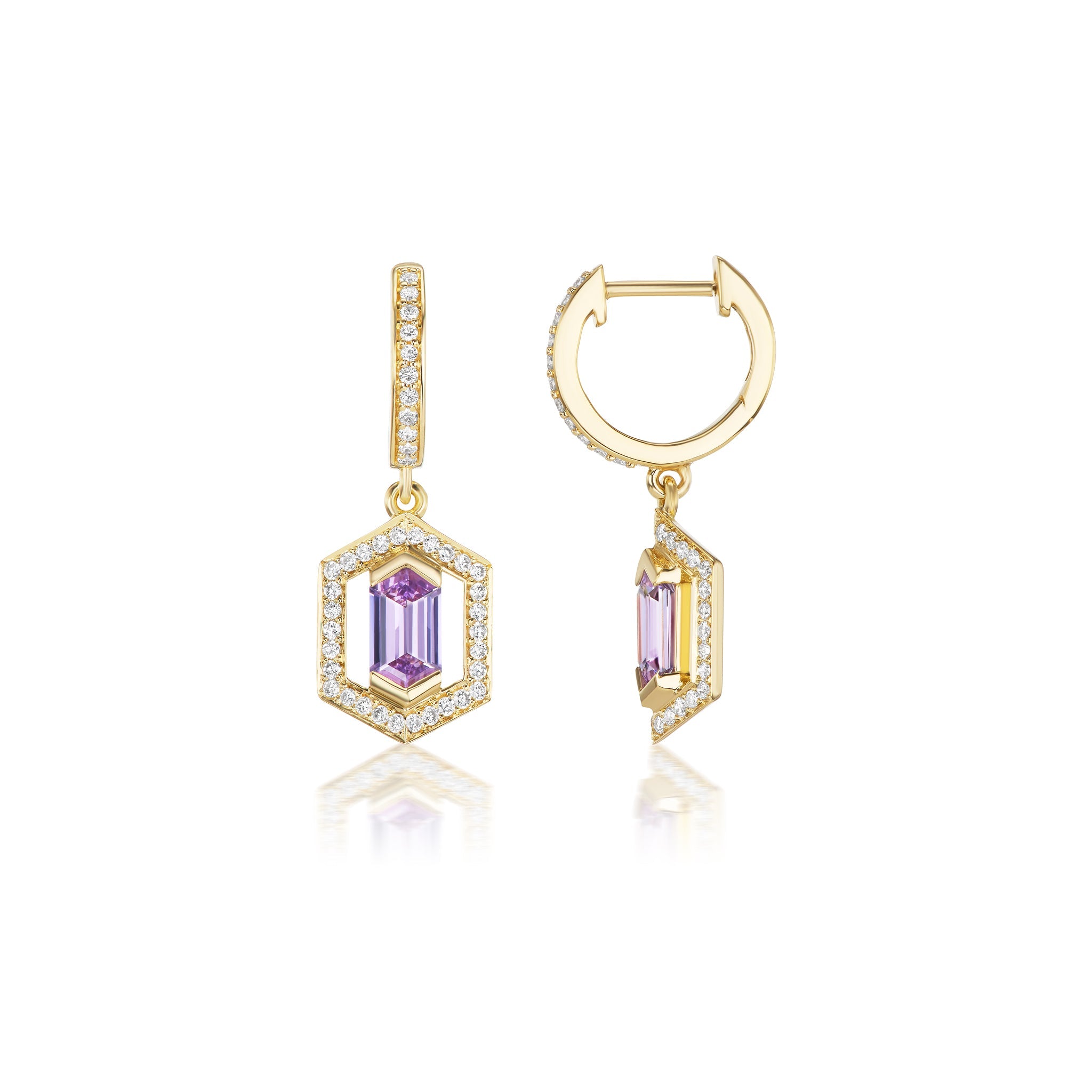 18 KT Yellow Gold Hexagonal Lavender Sapphires - Chris Correia