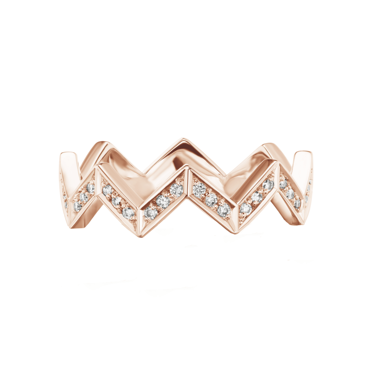 18Kt Rose Gold CHEVRON Diamond Band Ring - Chris Correia