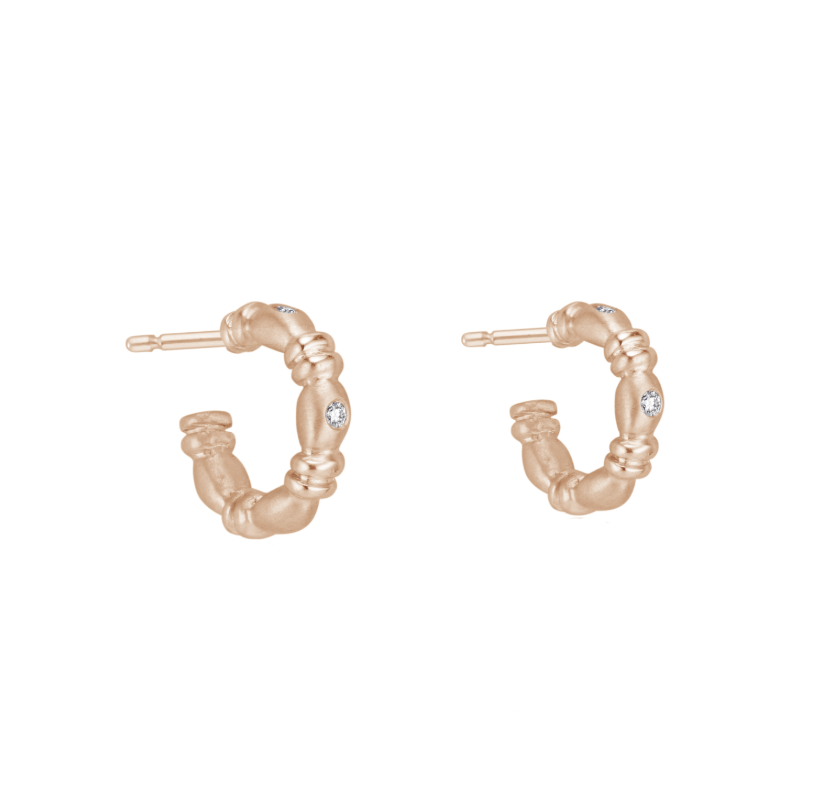 18Kt Rose Gold 'Gumdrop' Diamond Mini Hoop Earrings - Chris Correia