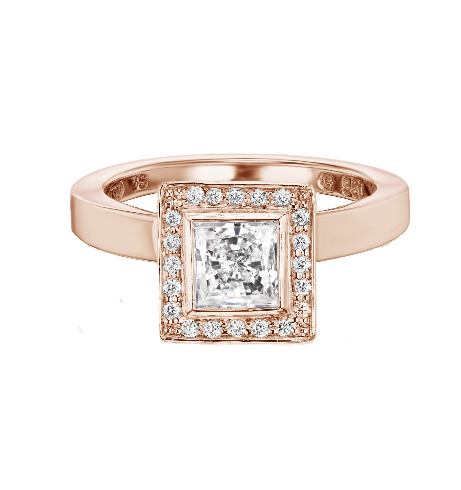 18Kt. Rose Gold Pyramid Princess Diamond Engagement Ring - Chris Correia