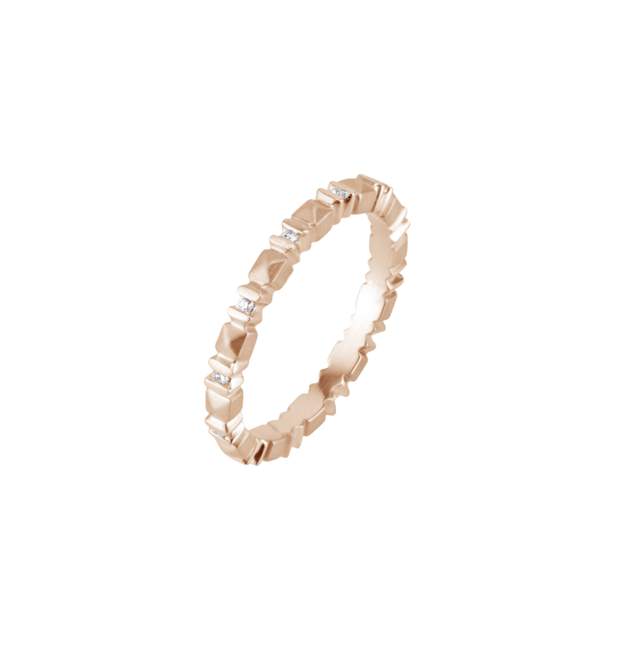 18Kt Rose Gold Skinny 'Sugarloaf' Diamond Band Ring - Chris Correia