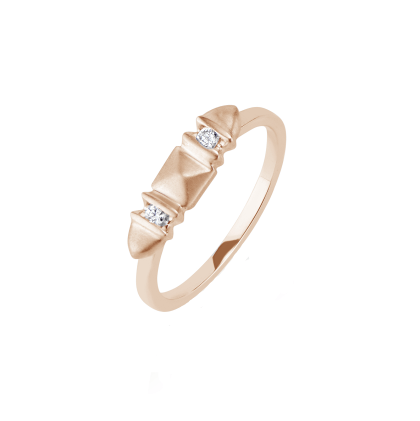 18Kt Rose Gold 'Sugarloaf' Diamond Slim Band Ring - Chris Correia