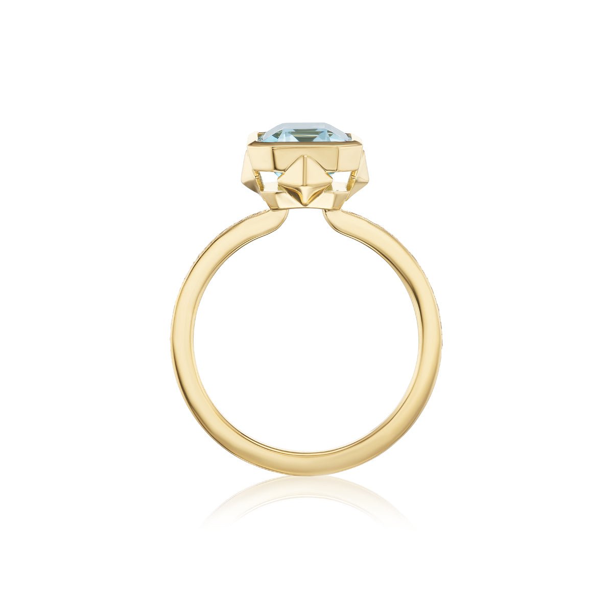 18kt Yellow Gold Emerald Cut Aquamarine Ring - Chris Correia