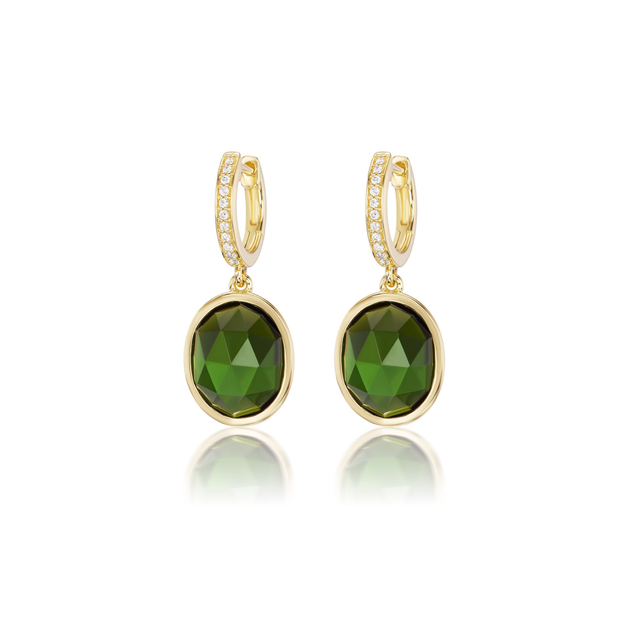 18Kt Yellow Gold Oval Green Tourmaline Earrings - Chris Correia
