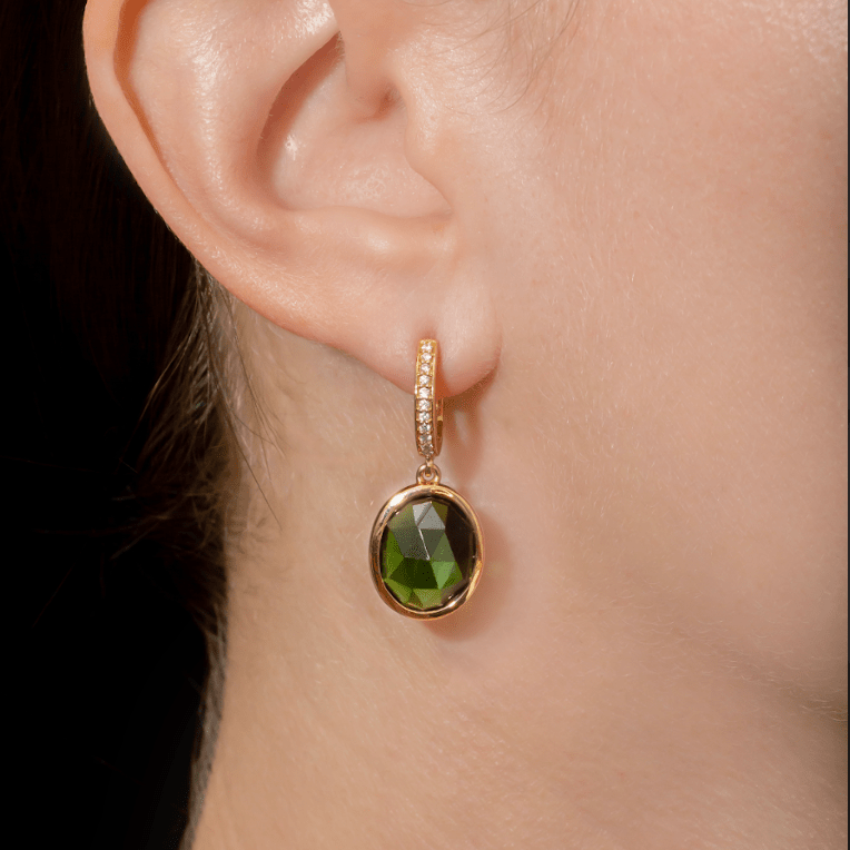 18Kt Yellow Gold Oval Green Tourmaline Earrings - Chris Correia