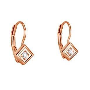 18Kt Rose Gold 'Cubed' Diamond Leverback Earrings - Chris Correia