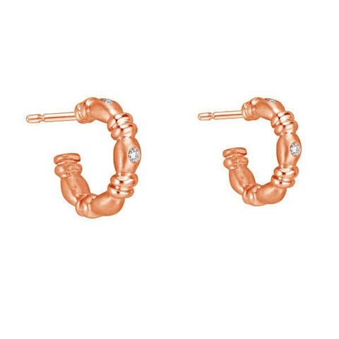 18Kt Rose Gold 'Gumdrop' Diamond Mini Hoop Earrings - Chris Correia