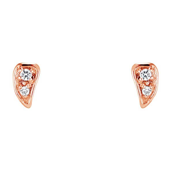 18Kt Rose Gold Mini 'Wings' Diamond Stud Earrings - Chris Correia