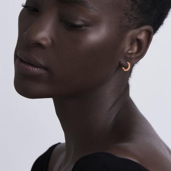 18Kt Rose Gold 'Sugarloaf' Diamond Hoop Earrings - Chris Correia