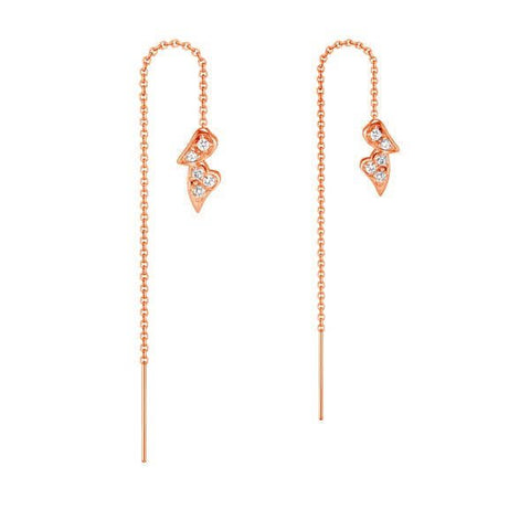 18Kt Rose Gold 'Wings' Diamond Threader Earrings - Chris Correia