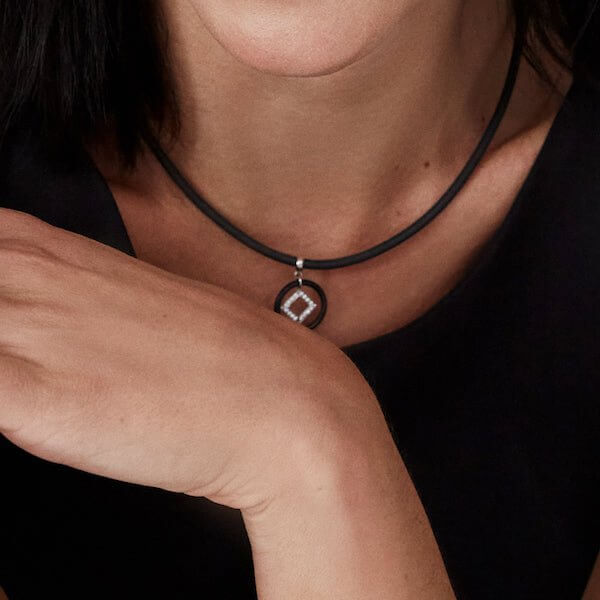 18Kt White Gold Art Deco Diamond Rubber Choker Necklace - Chris Correia