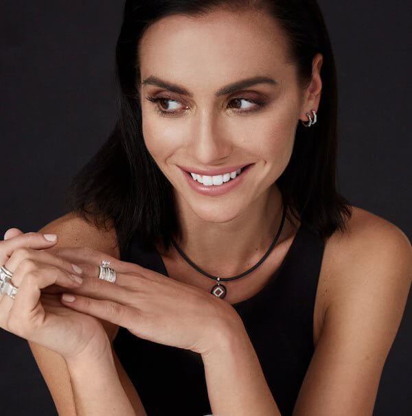 18Kt White Gold Art Deco Diamond Rubber Choker Necklace - Chris Correia