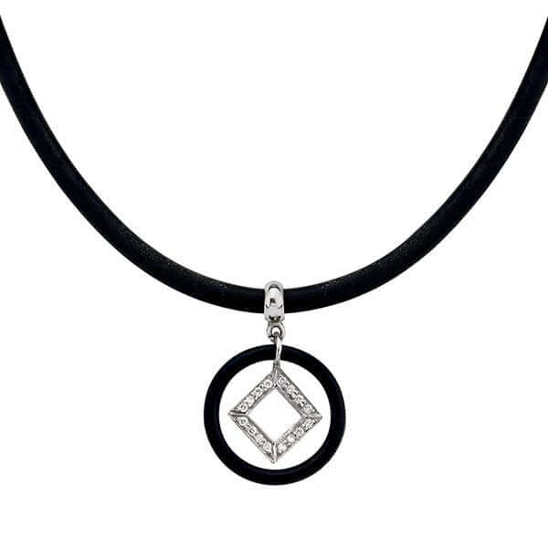 18Kt White Gold Art Deco Diamond Rubber Choker Necklace - Chris Correia