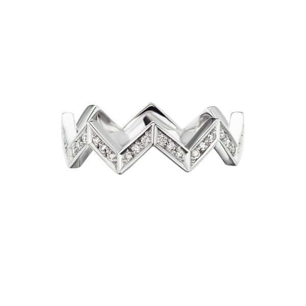 18Kt White Gold CHEVRON Diamond Band Ring - Chris Correia