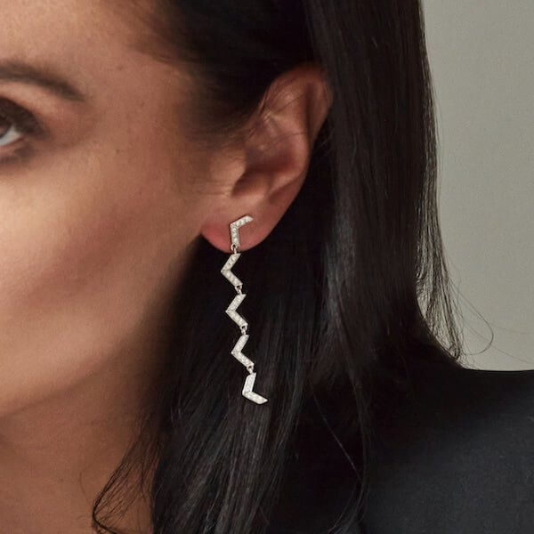 18Kt White Gold CHEVRON Diamond Earrings - Chris Correia