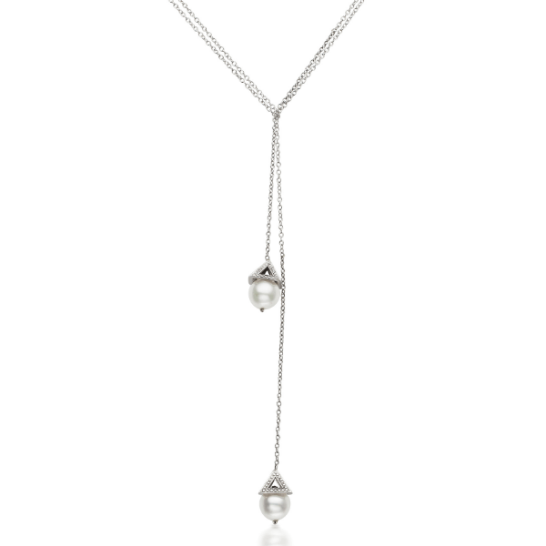 18Kt. White Gold PAGOGA Pearl Lariat Necklace - Chris Correia
