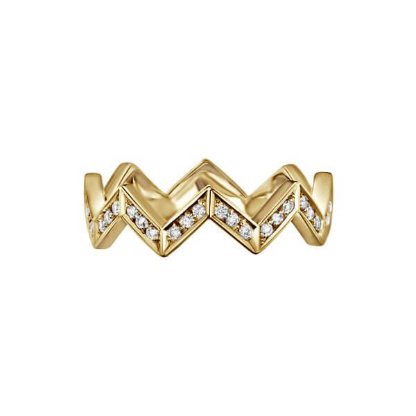 18Kt Yellow Gold CHEVRON Diamond Band Ring - Chris Correia