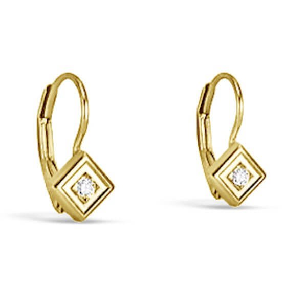 18Kt Yellow Gold 'Cubed' Diamond Leverback Earrings - Chris Correia