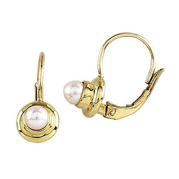 18Kt Yellow Gold Pearl Leverback Earrings - Chris Correia