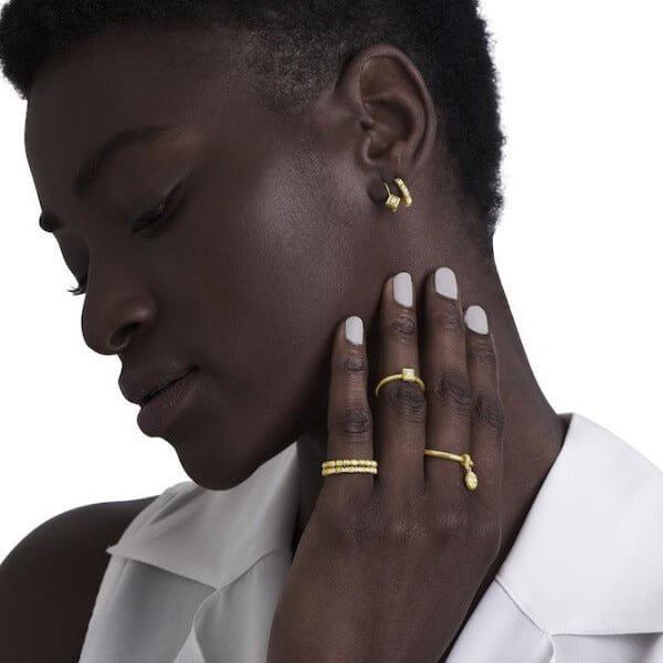 18Kt Yellow Gold Skinny 'Gumdrop' Diamond Band Ring - Chris Correia