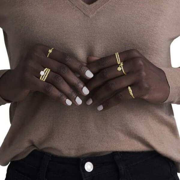 18Kt Yellow Gold Skinny 'Gumdrop' Diamond Band Ring - Chris Correia