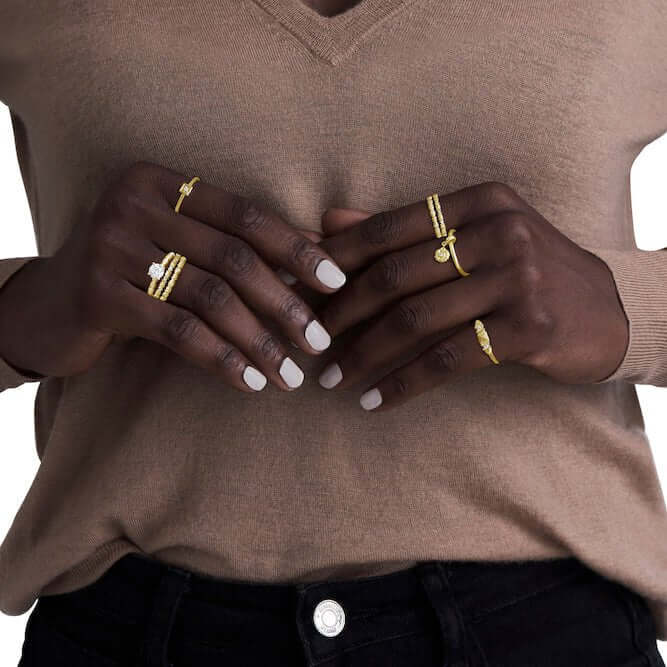 18Kt Yellow Gold Skinny 'Sugarloaf' Diamond Band Ring - Chris Correia