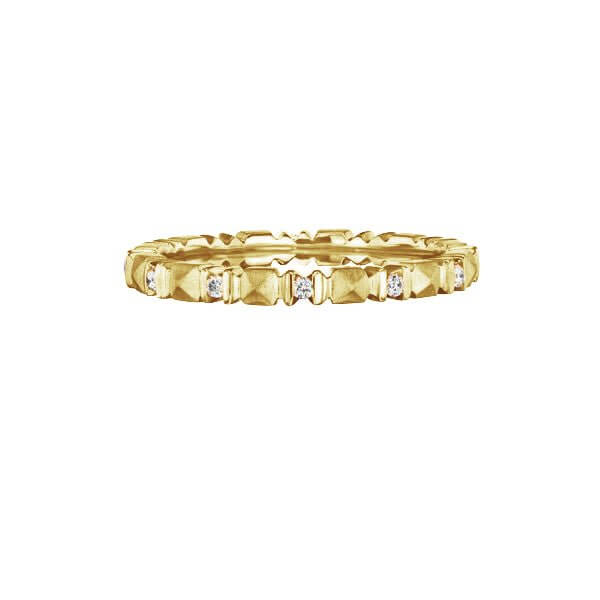18kt yellow gold skinny sugarloaf diamond band ring