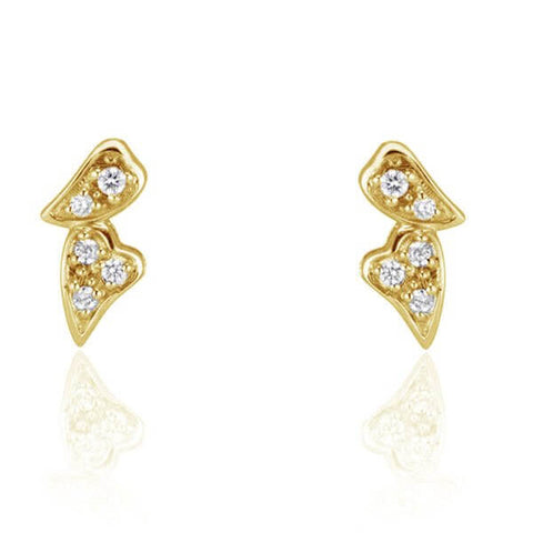 18Kt Yellow Gold 'Wings' Diamond Stud Earrings - Chris Correia