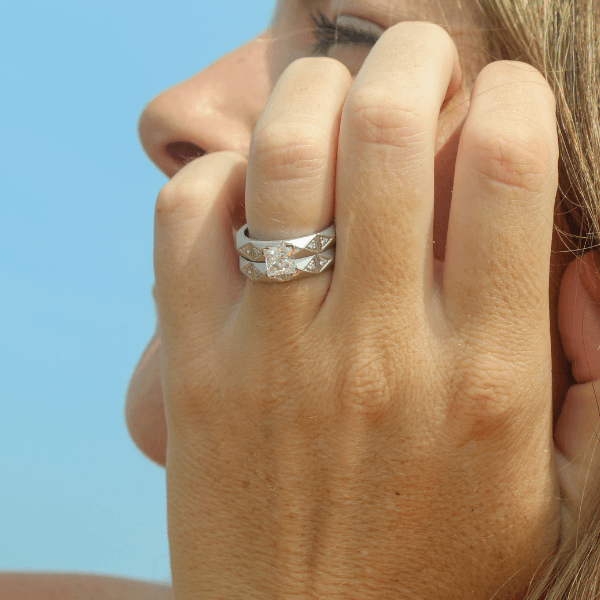 Platinum 4mm Sugarloaf Rectangular Pave Band Ring - Chris Correia