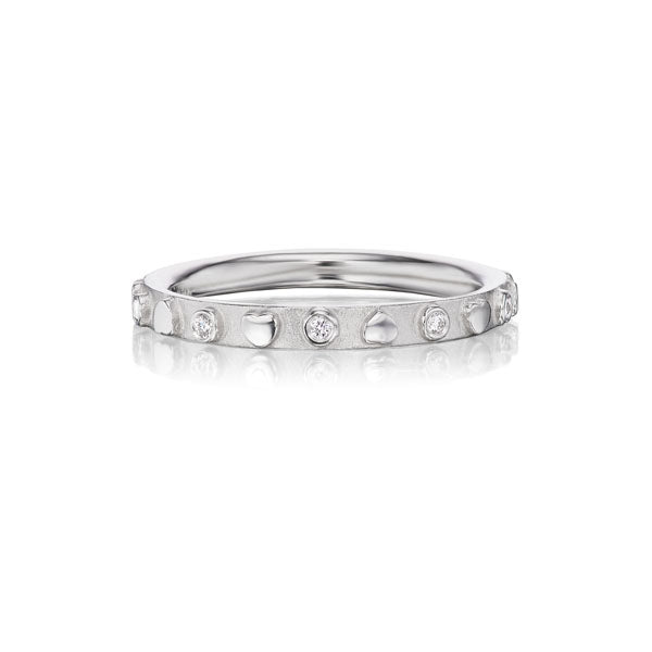 Platinum and Diamond Heart Band Ring - Chris Correia
