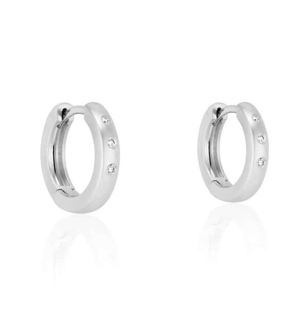Platinum diamond small hoop earrings