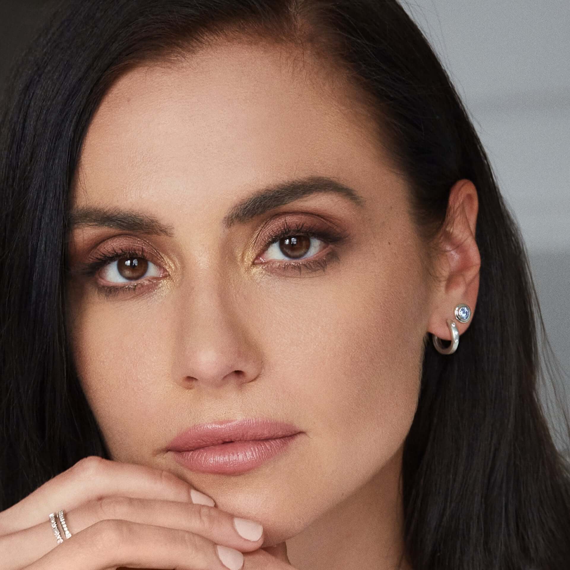 Platinum Diamond Small Hoop Huggy Earrings - Chris Correia