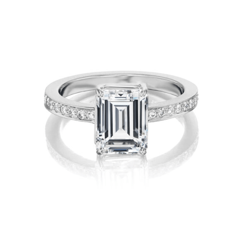 Platinum Emerald Cut Shape Diamond Engagement Ring - Chris Correia