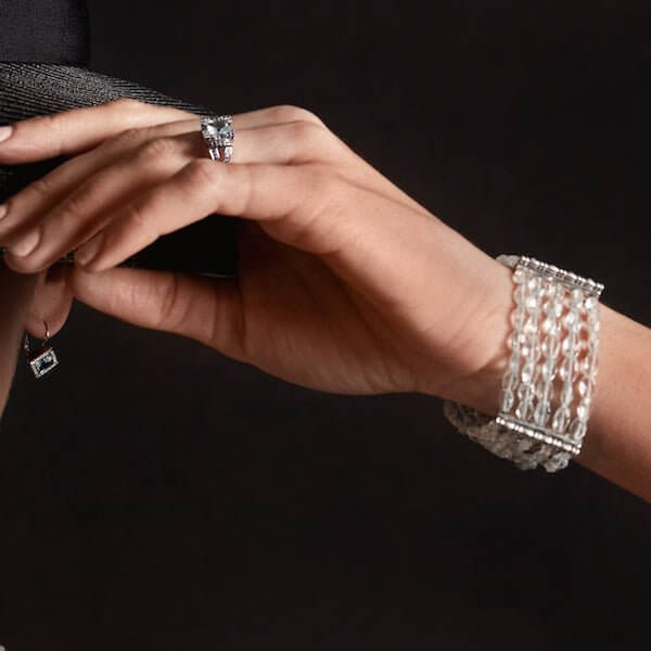 Platinum Five Strand Aquamarine Diamond Gumdrop Bracelet - Chris Correia