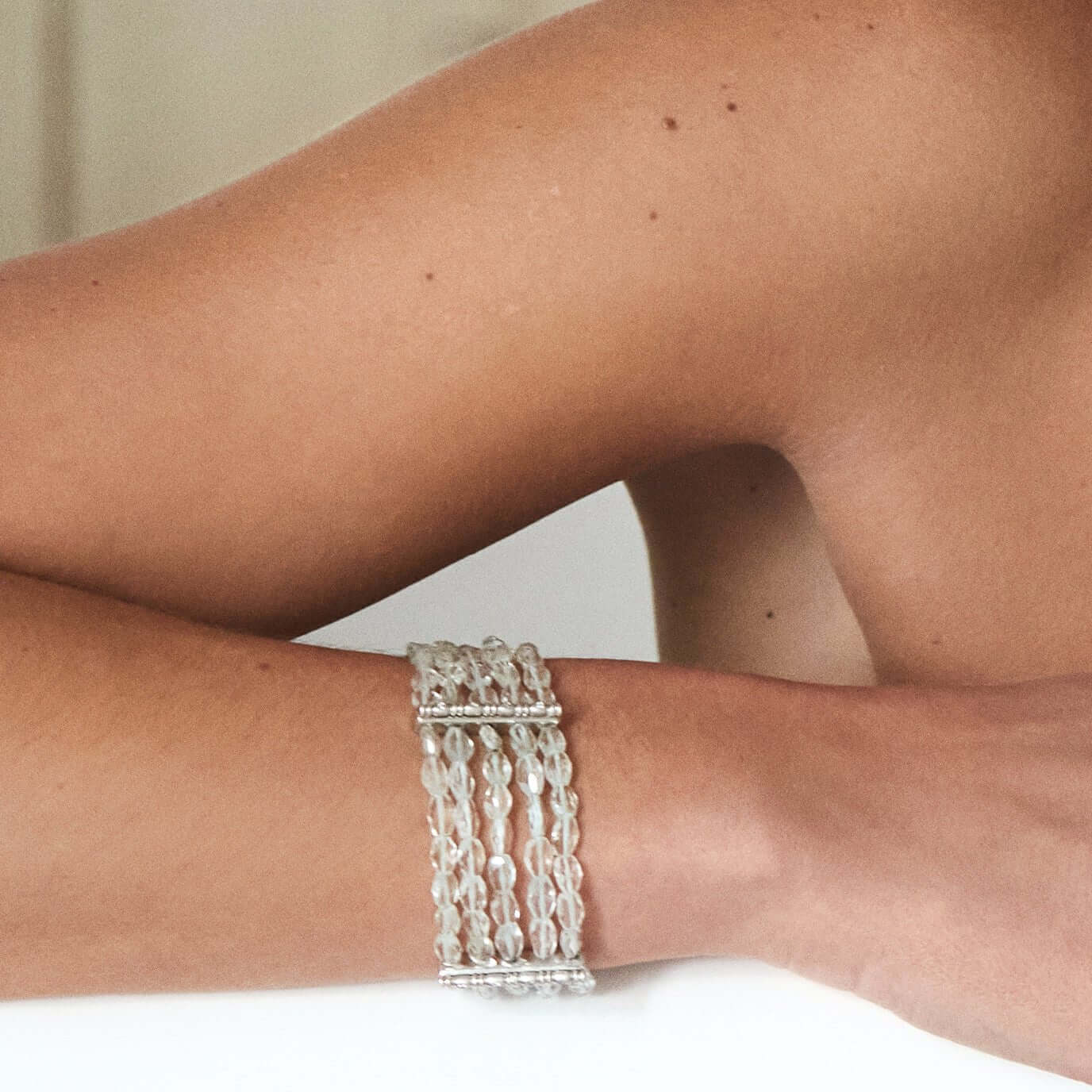 Platinum Five Strand Aquamarine Diamond Gumdrop Bracelet - Chris Correia