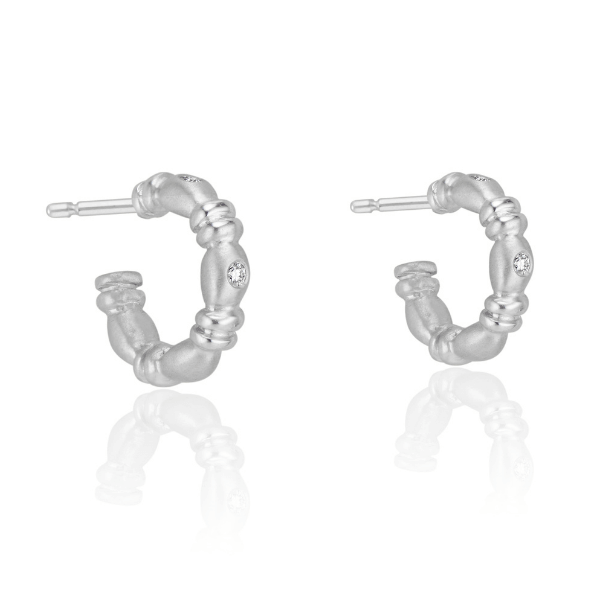 Platinum 'Gumdrop' Diamond Mini Hoop Earrings - Chris Correia