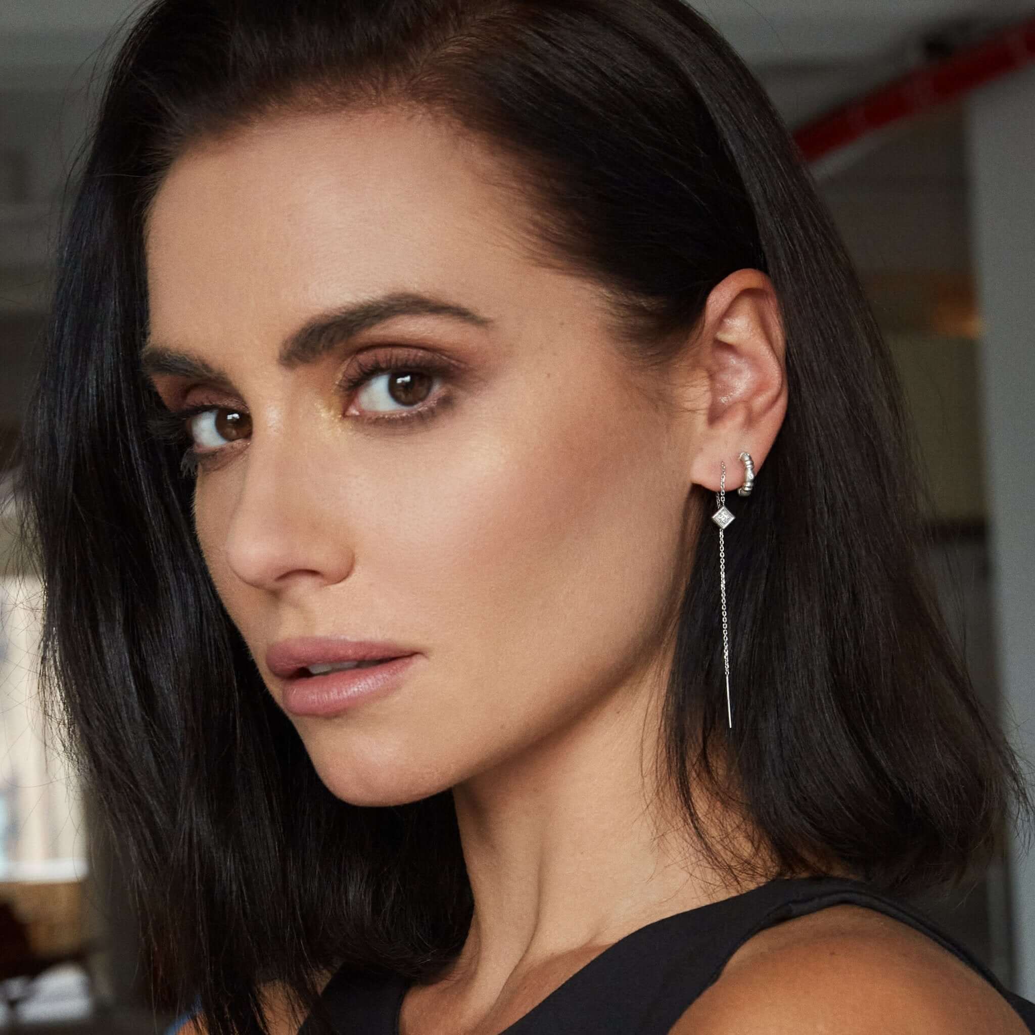 Platinum 'Gumdrop' Diamond Mini Hoop Earrings - Chris Correia