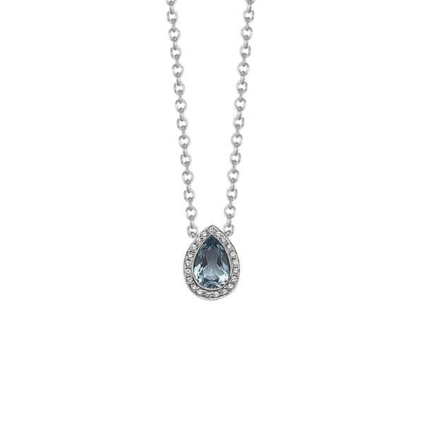 Platinum Pear Shaped Aquamarine Diamond Necklace - Chris Correia