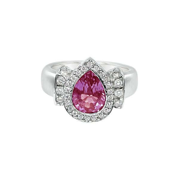 Platinum Pear Shaped Pink Tourmaline Diamond Ring - Chris Correia