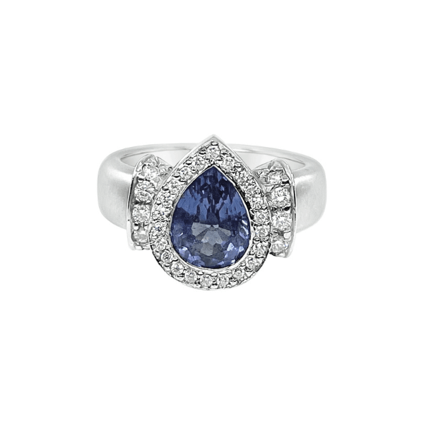 Platinum Pear Shaped Tanzanite Diamond Ring - Chris Correia