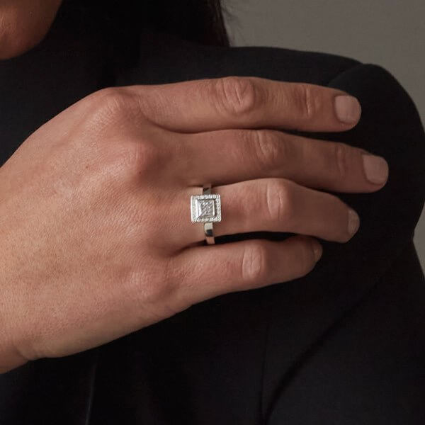 Platinum Pyramid Princess Diamond Engagement Ring - Chris Correia