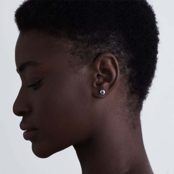 Platinum Rd. Faceted Ceylon Blue Sapphire Stud Earrings - Chris Correia