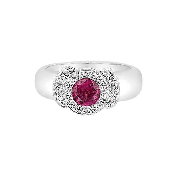 Platinum Round Pink Tourmaline Diamond Ring - Chris Correia
