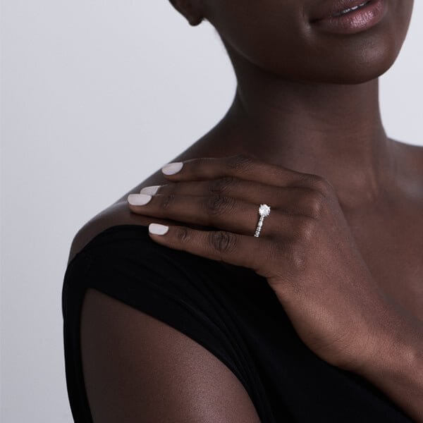 Platinum Skinny 'Gumdrop' Round Diamond Band Prong Engagement Ring - Chris Correia