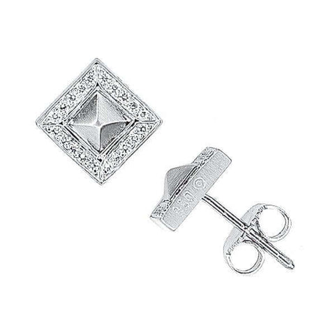 Platinum Small Pyramid Diamond Stud Earrings - Chris Correia