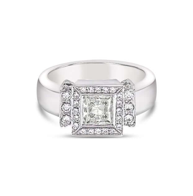 Platinum Square Diamond Engagement Princess Ring - Chris Correia
